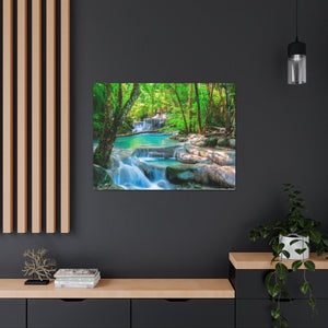 Lush Tropical Falls on Canvas
