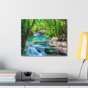 Lush Tropical Falls on Canvas